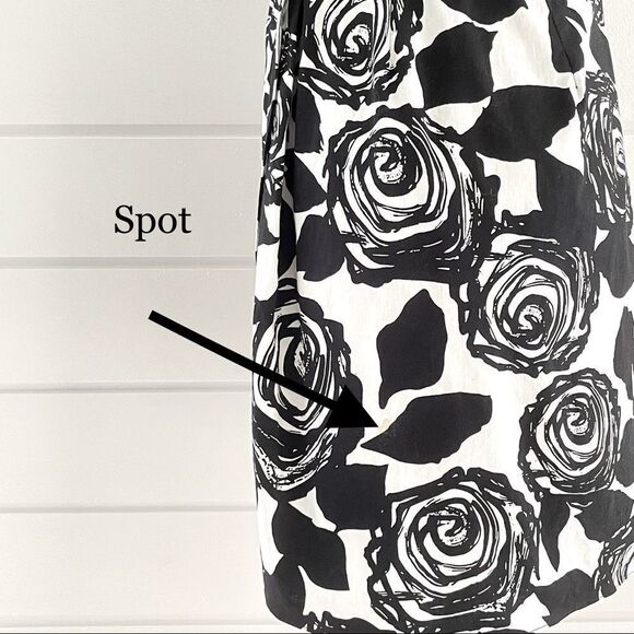 Strapless Black & White Sheath Dress With Roses S - Picture 9 of 9